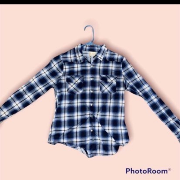 Passport Women's Flannel Light Blue polyester Small Snap Buttons - Picture 4 of 5